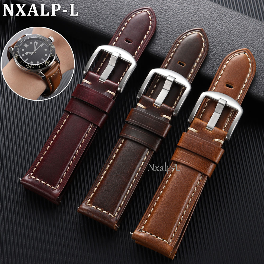Oil Wax Cowhide Strap 18 20mm  - Omega Watch Speedmaster recension och pris