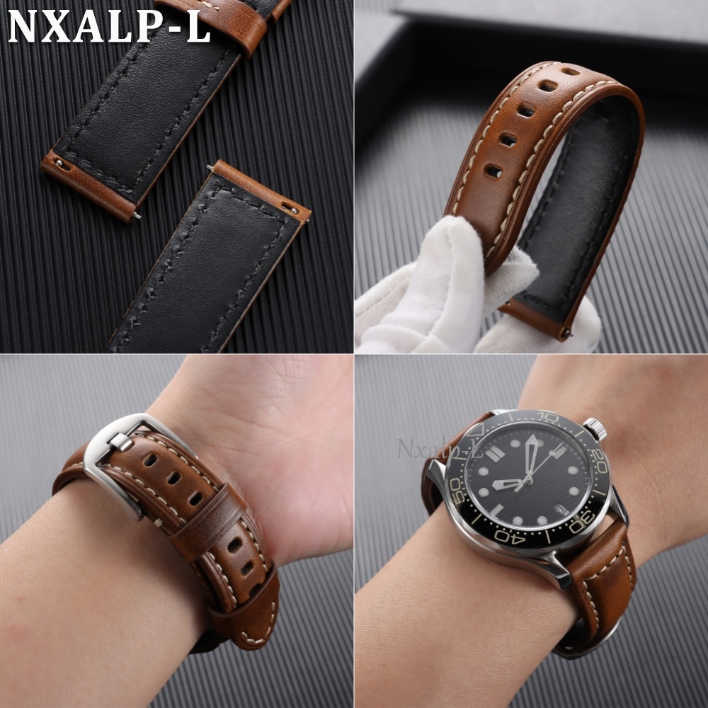 Oil Wax Cowhide Strap 18 20mm  - Omega Watch Speedmaster recension och pris