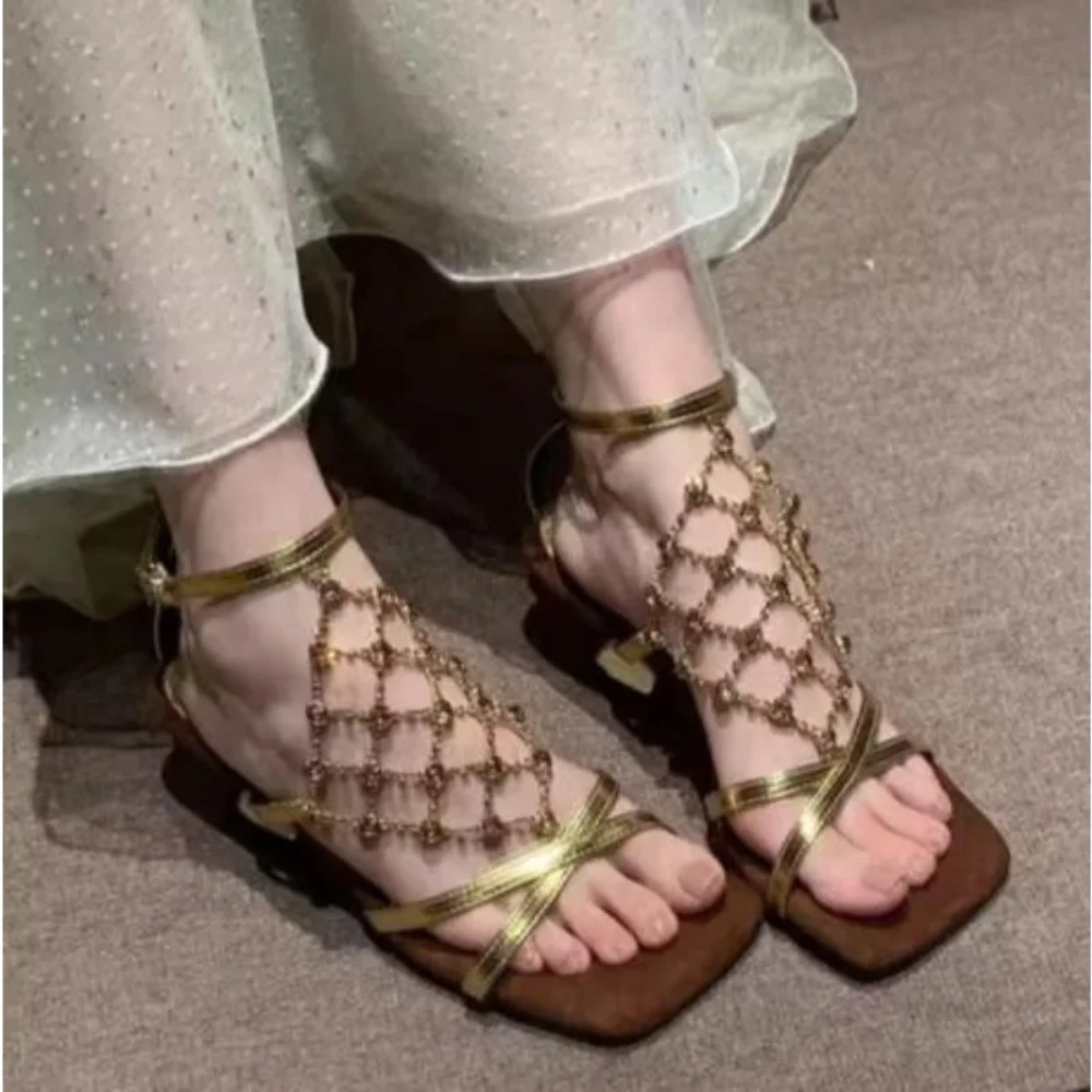 Temperament High Heels Women S - Mesh Strap Metal recension och pris
